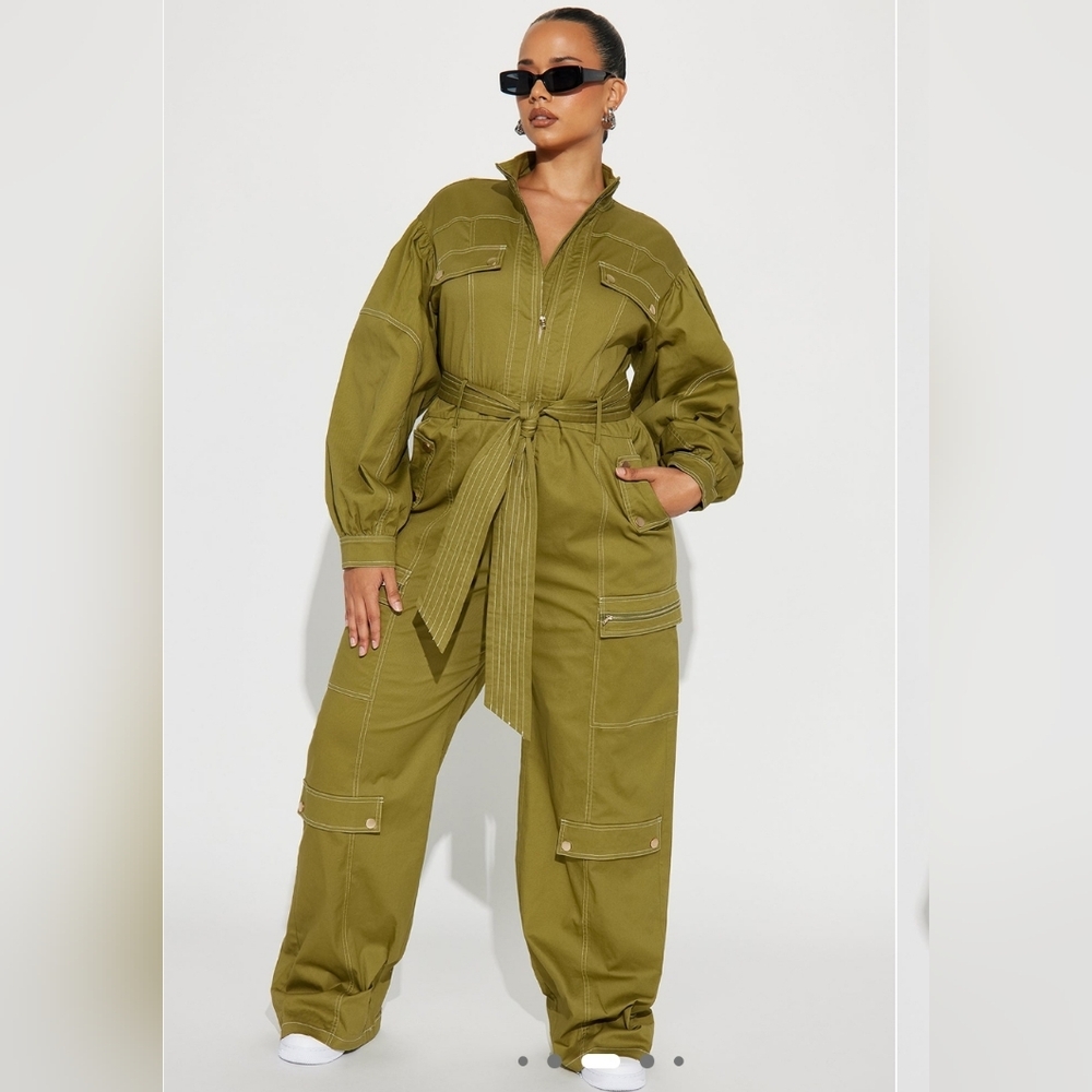 Olive Green Utility Jumpsuit